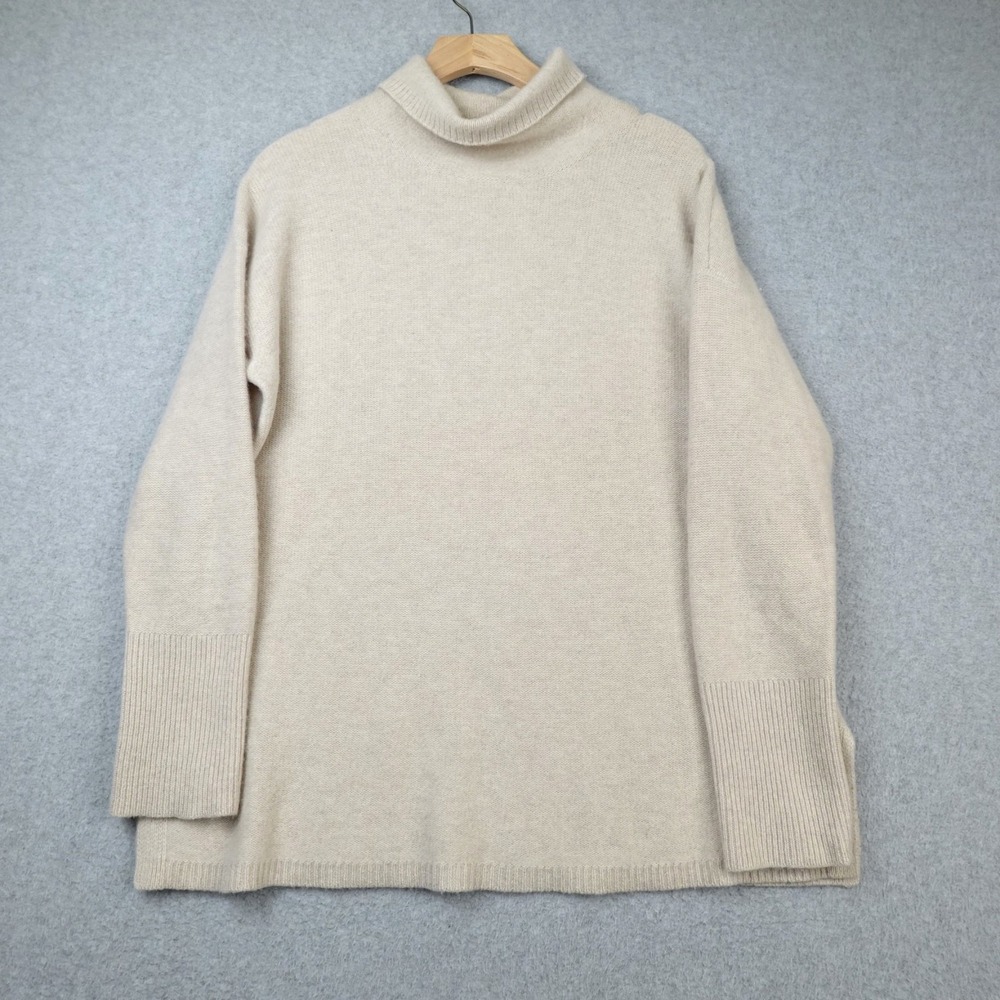 The Cashmere Project Sweater Women's Medium Beige Turtleneck Relaxed Fit Casual